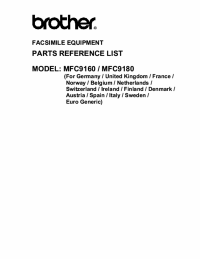 Brother MFC9180 Parts Manual MFC-9160 9180
